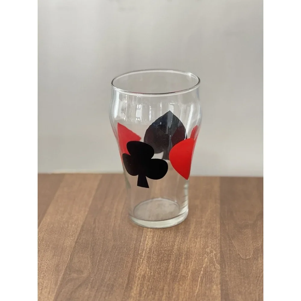 Poker Playing Card Drinking Cocktail Glass Vintage Glassware Unique Barware 32oz
